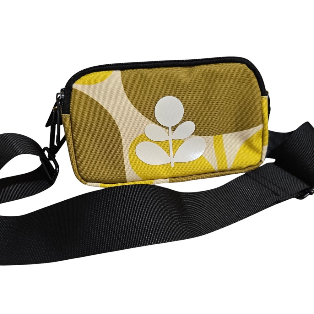 Orla Kiely Crossbody Bag Small Green Floral Eco Friendly 3 Zip top Organizer
